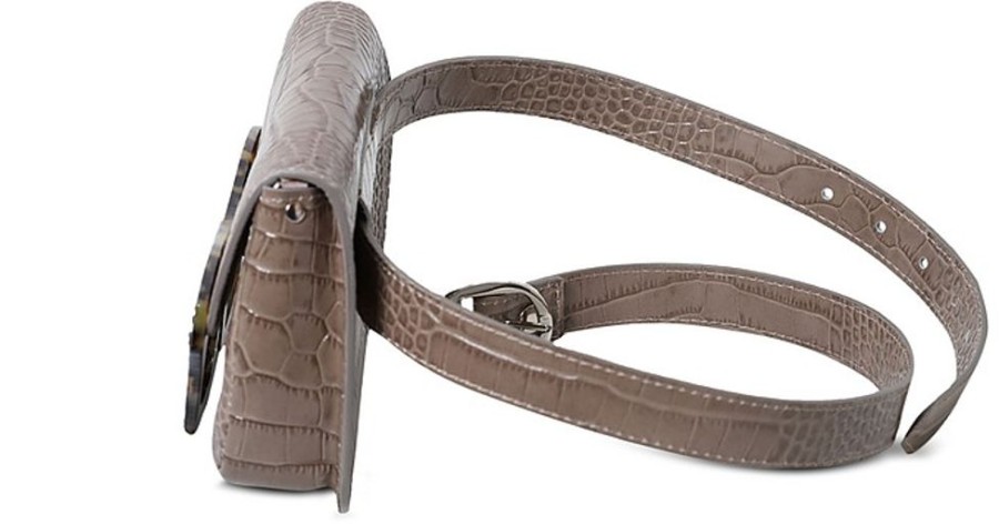 Borse Poshead Exotics | Taupe Croco Embossed Leather Lucy Belt Bag