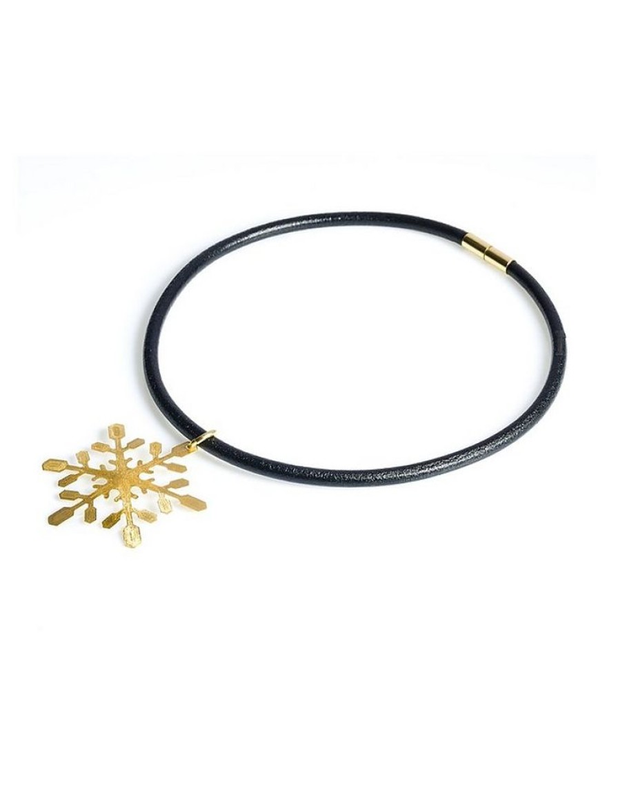 Gioielli Stefano Patriarchi Contemporary Jewelry | Snow Etched Golden Silver Necklace