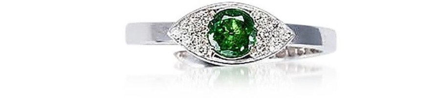 Gioielli Bernard Delettrez Fine Jewelry | Anello Mini Eye In Oro Con Diamanti E Tsavorite