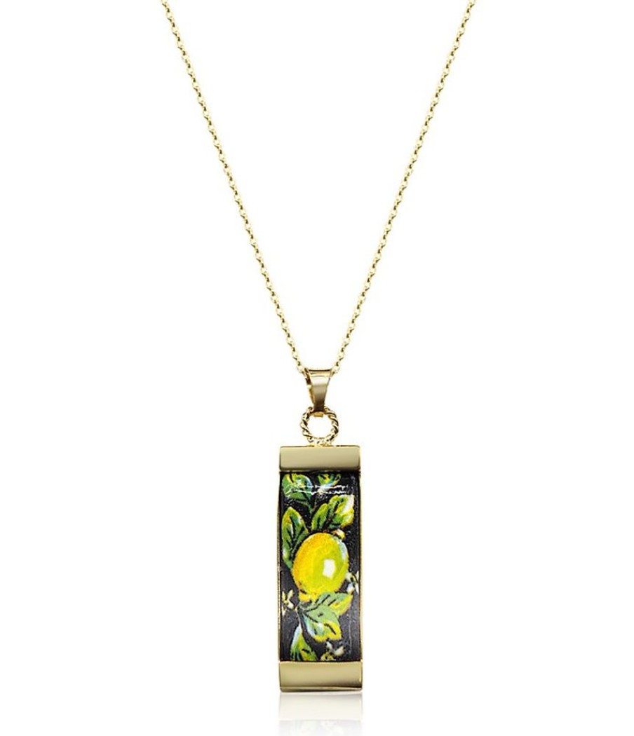 Gioielli Tuscan Jewels Contemporary Jewelry | 18K Gold Plated Sterling Silver Necklace W/4 Cm Ceramic Charm