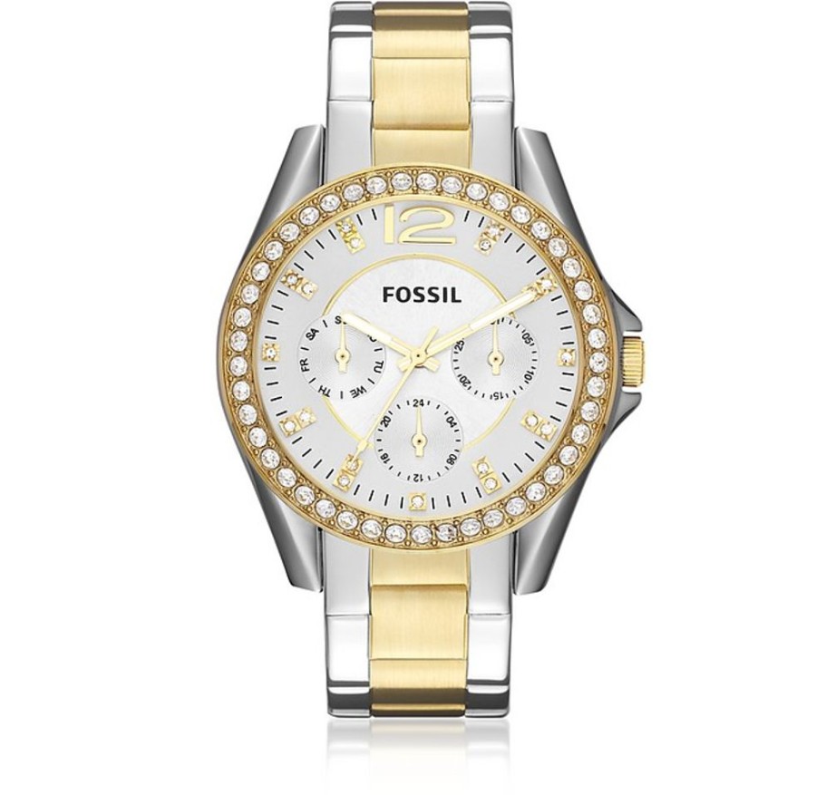 Gioielli Fossil Orologi Donna | Riley Orologio Multifunzione Da Donna In Acciaio Inossidabile Doppio Tono