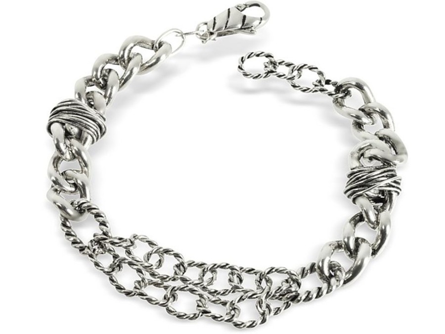 Gioielli Giacomo Burroni Gioielli Uomo | Braccialetto Con Catene In Argento Sterling