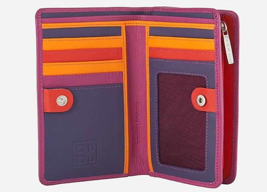 Borse Dudubags Portafogli & Co. | Purple Leather Vertical Wallet W/Zip Pocket