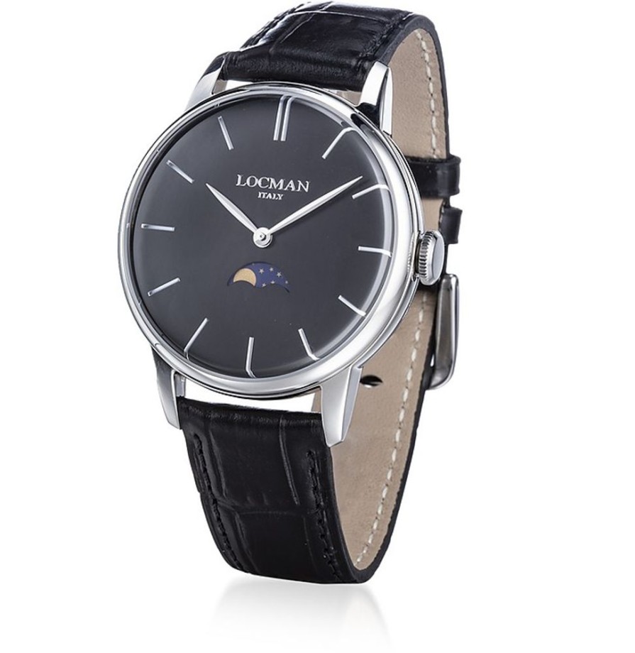 Gioielli Locman Orologi Uomo | 1960 Moon Phase Men'S Watch W/ Leather Strap