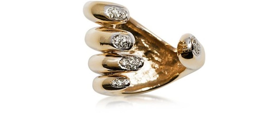 Gioielli Bernard Delettrez Fine Jewelry | Anello Hand In Oro Con Diamanti