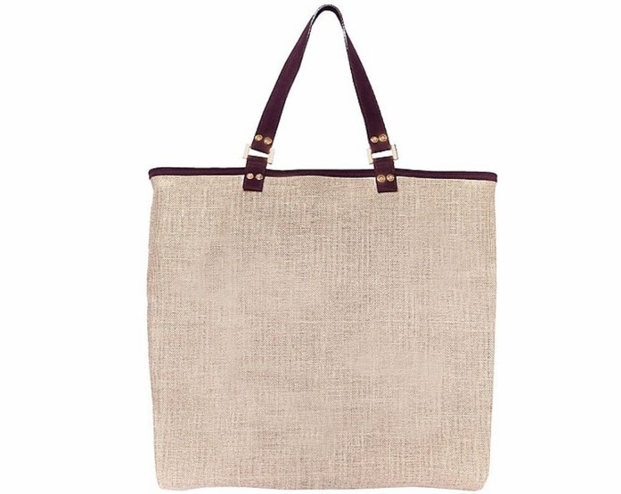 Borse Pier Sicilia Shopping | Salina Large - Natural And Dark Burgundy Tote Bag