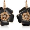 Gioielli Rosato Fine Jewelry | Rose Gold, Diamonds And Black Enamel Lily Earrings