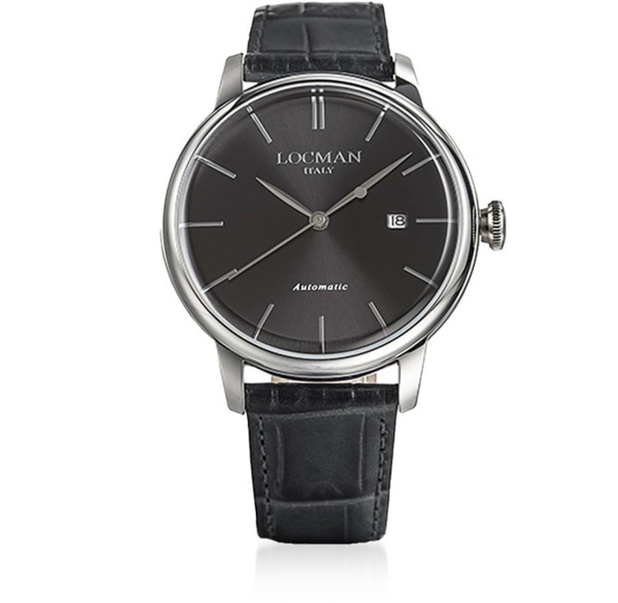 Gioielli Locman Orologi Uomo | 1960 Black Dial Stainless Steel Men'S Automatic Watch W/Leather Strap