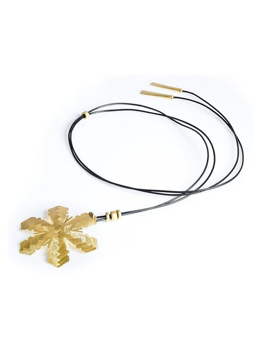 Gioielli Stefano Patriarchi Contemporary Jewelry | Gold-Tone Sterling Silver Stalactite W/ Long Leather Lace