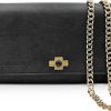 Borse Bulganeri Clutch & Mini | Black Leather Wallet Bag W/Bronze Cross And Chain