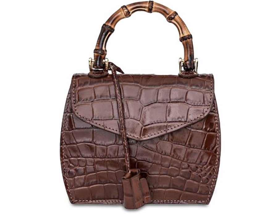 Borse Buti Exotics | Cocco Embossed Leather Mini Satchel W/Bamboo Handle