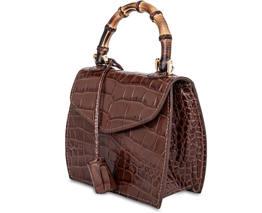 Borse Buti Exotics | Cocco Embossed Leather Mini Satchel W/Bamboo Handle