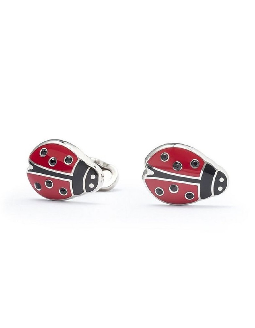 Gioielli Mon Art Gioielli Uomo | Red And Black Enamel And Brass Men'S Ladybug Cufflinks