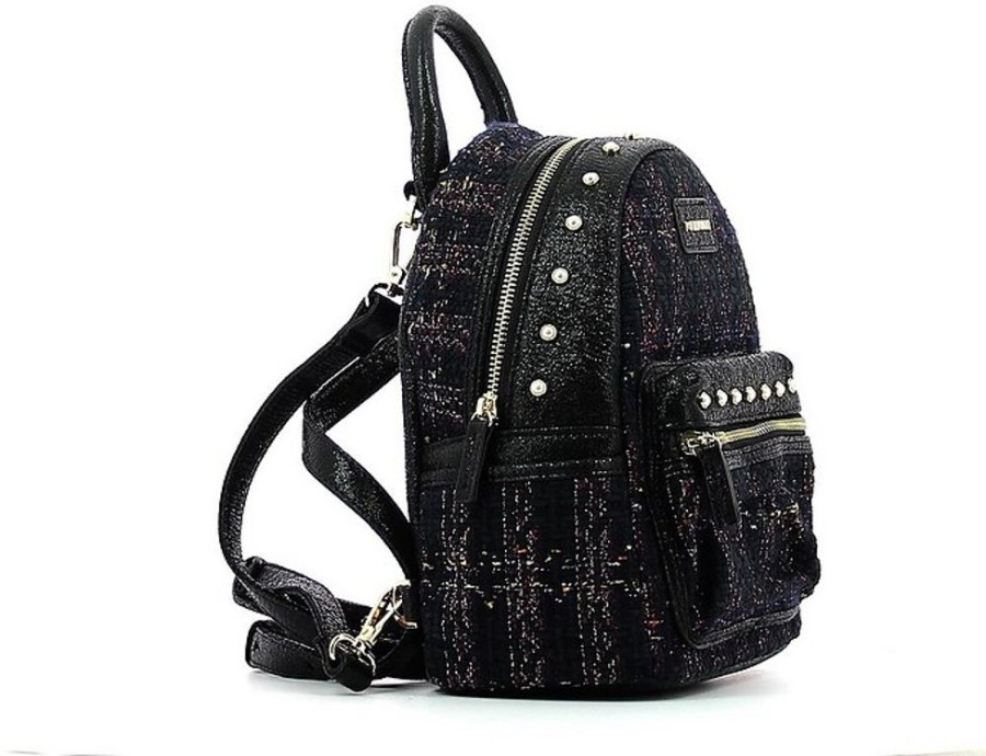 Borse POMIKAKI Zaino | Black Boucle Fabric Meggy Small Backpack