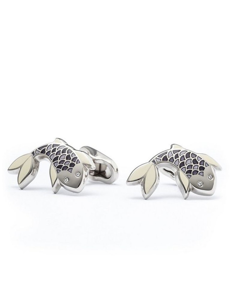 Gioielli Mon Art Gioielli Uomo | Enamel And Brass Men'S Carp Cufflinks