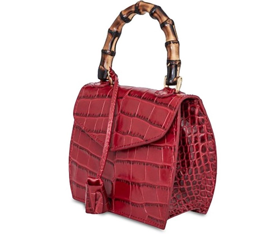 Borse Buti Exotics | Cocco Embossed Leather Mini Satchel W/Bamboo Handle