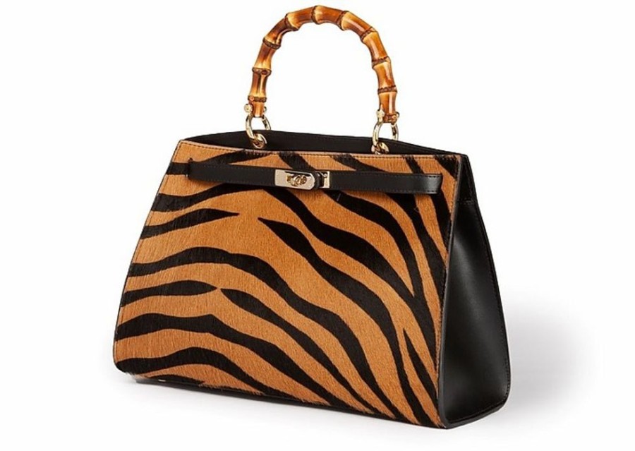 Borse Roberta Gandolfi A Mano | 7051 Lola Pony - Borsa A Mano In Pelle Con Manico Bambu