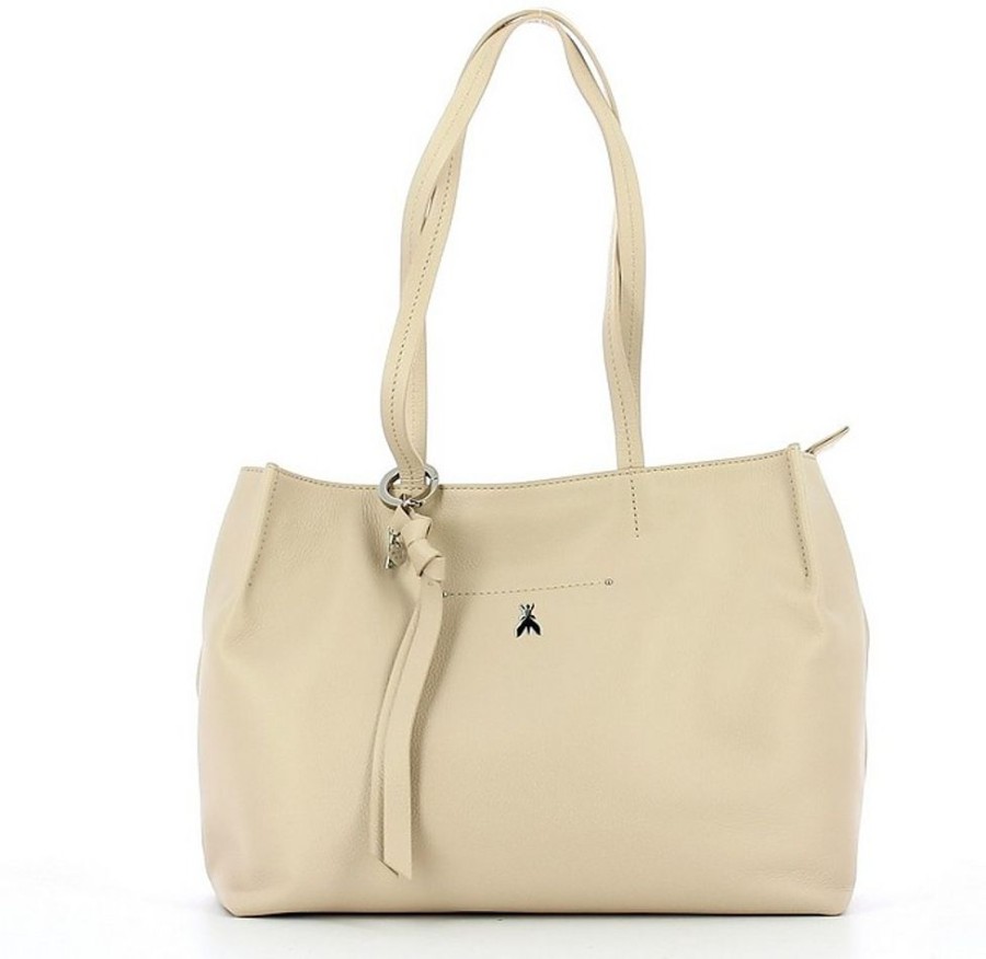 Borse Patrizia Pepe Shopping | Beige Leather Tote Bag