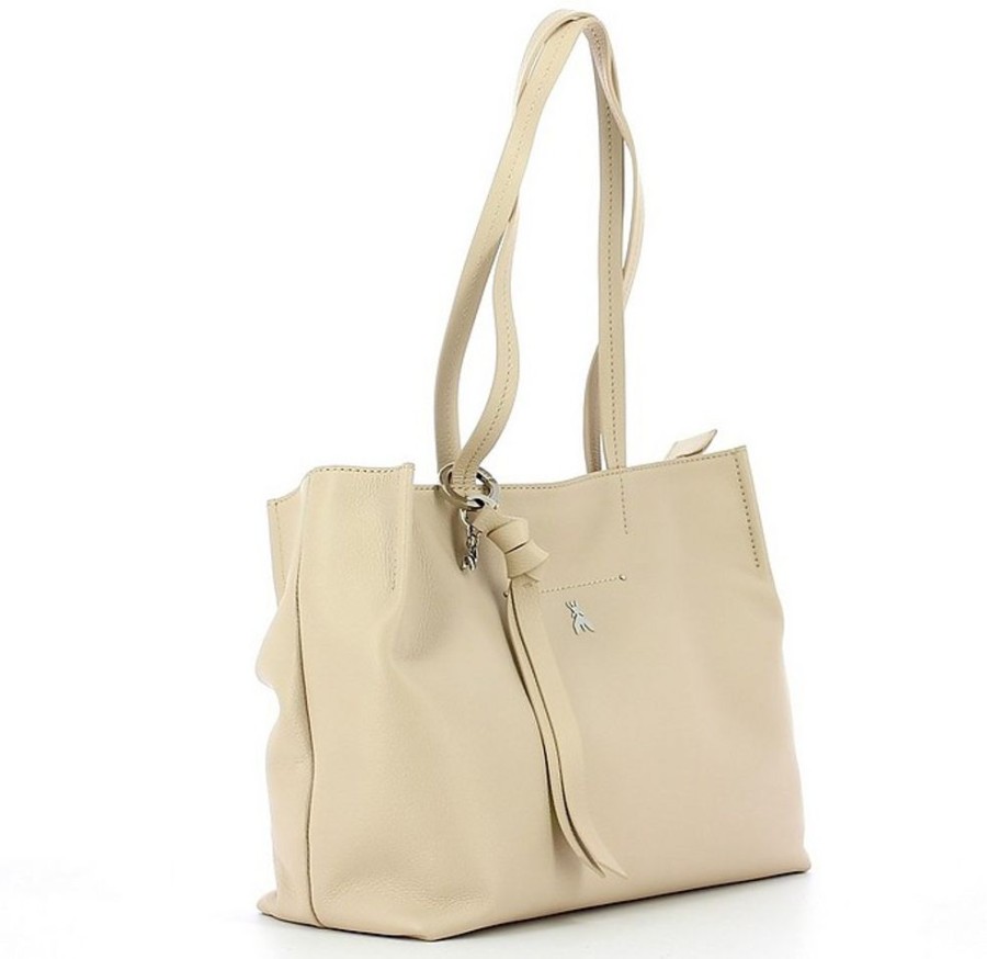 Borse Patrizia Pepe Shopping | Beige Leather Tote Bag