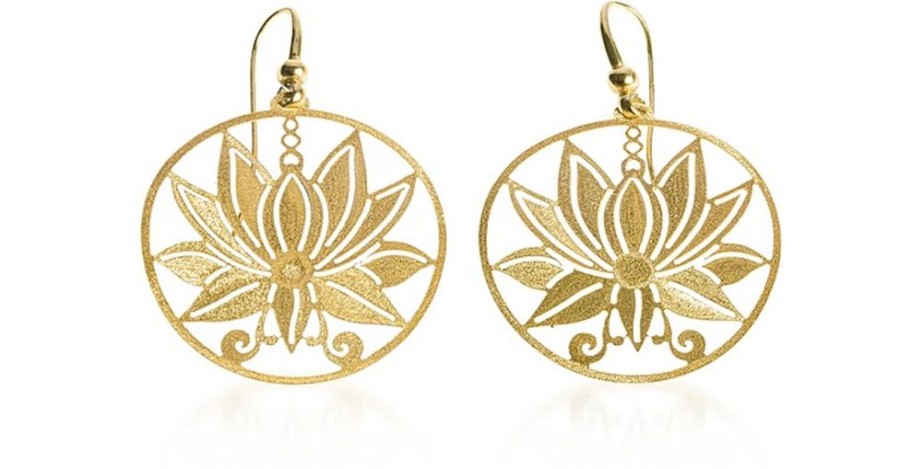 Gioielli Stefano Patriarchi Contemporary Jewelry | Etched Golden Silver Small Loto Earrings