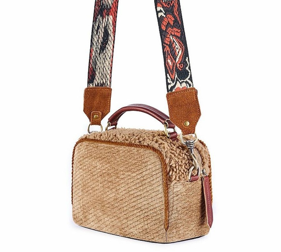 Borse ViaMailBag Tracolla | Braies Stone - Chenille And Eco-Friendly Faux Fur Crossbody Bag