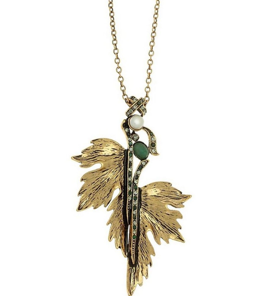 Gioielli Alcozer & J Contemporary Jewelry | Leaf Golden Brass Necklace