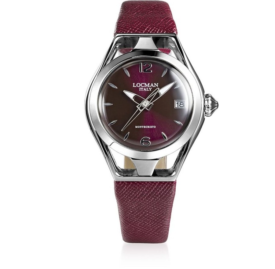 Gioielli Locman Orologi Donna | Montecristo Silver Stainless Steel Women'S Three W/Embossed Leather Strap