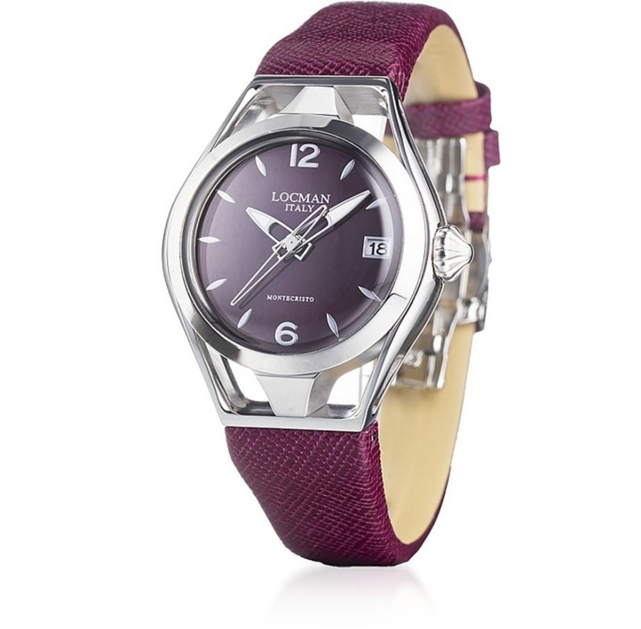 Gioielli Locman Orologi Donna | Montecristo Silver Stainless Steel Women'S Three W/Embossed Leather Strap