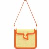 Borse Alberto Olivero A Spalla | Square Handbag Raffia - Walnut And Carrot Shoulder Bag