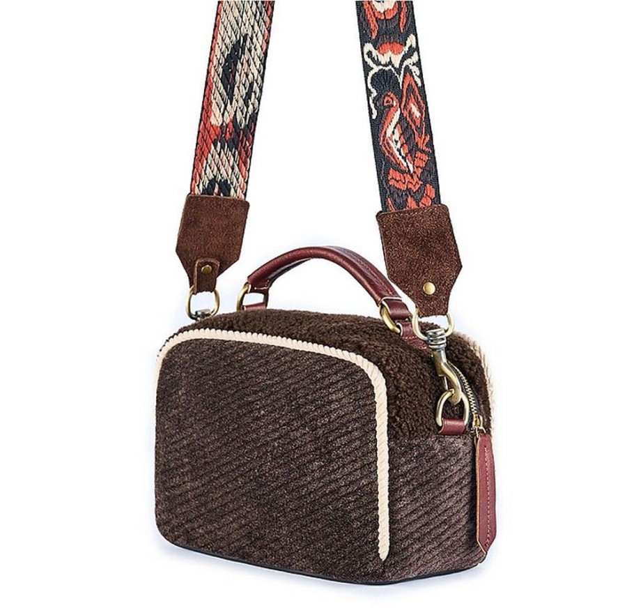 Borse ViaMailBag Tracolla | Braies Stone - Chenille And Eco-Friendly Faux Fur Crossbody Bag