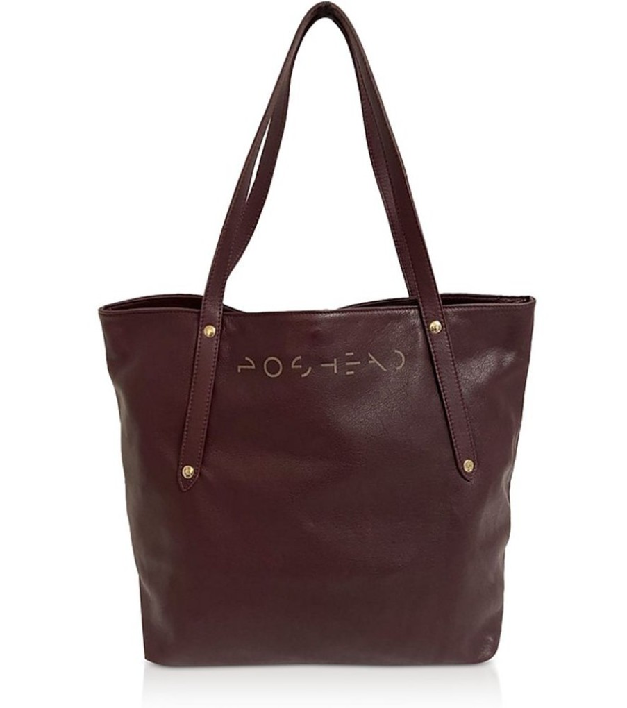 Borse Poshead Shopping | Naked Shopping Bag In Pelle Bordeaux