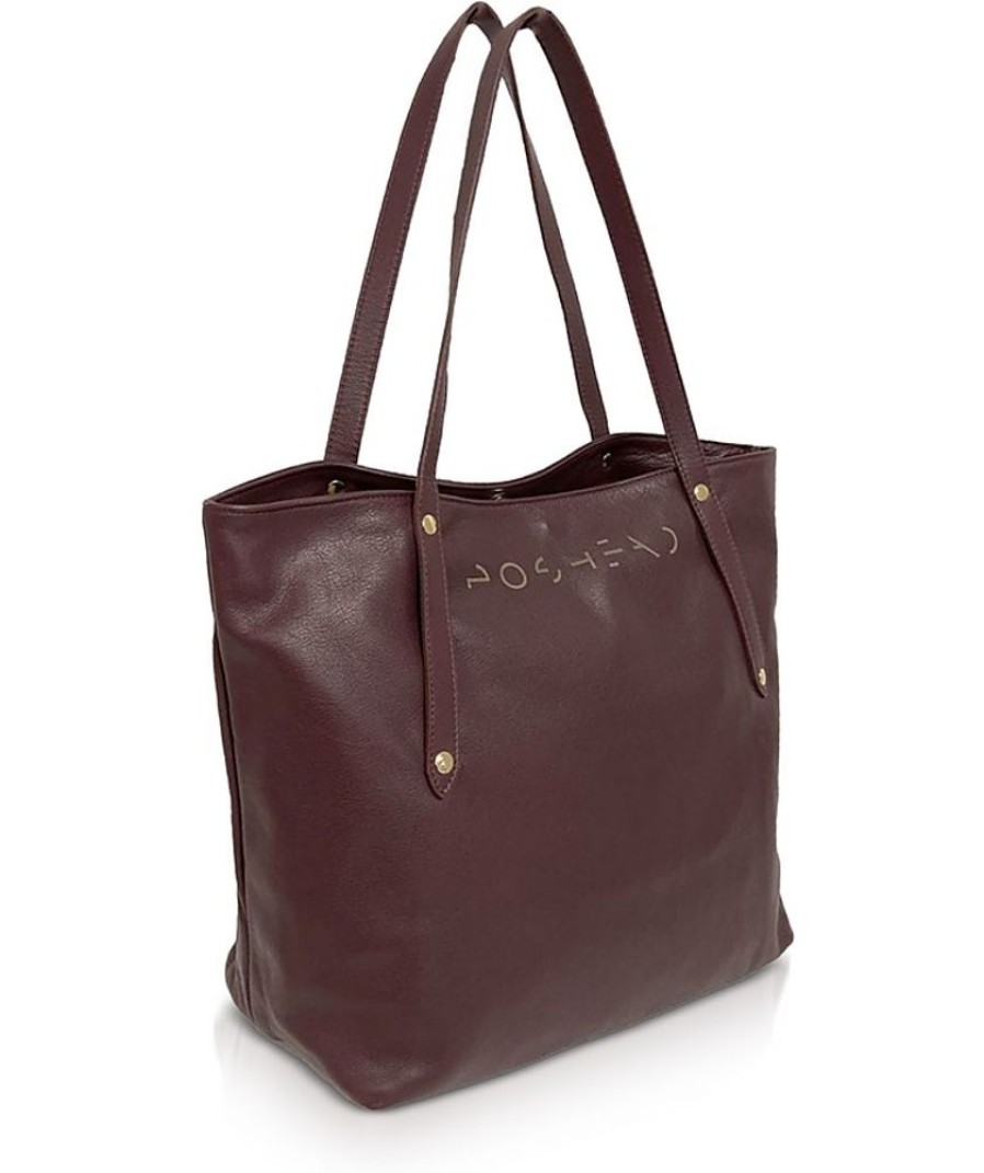 Borse Poshead Shopping | Naked Shopping Bag In Pelle Bordeaux