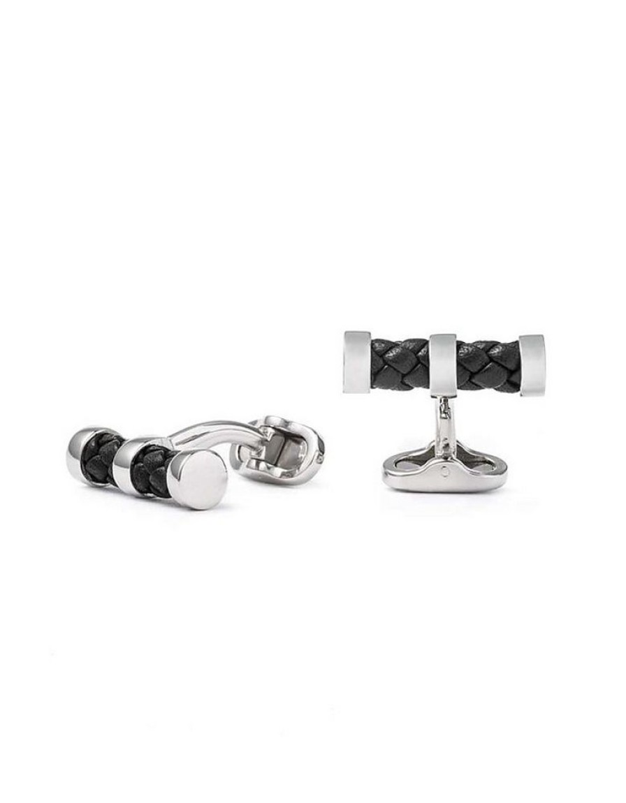 Gioielli Mon Art Gioielli Uomo | Valencia Brass And Woven Leather T Cufflinks