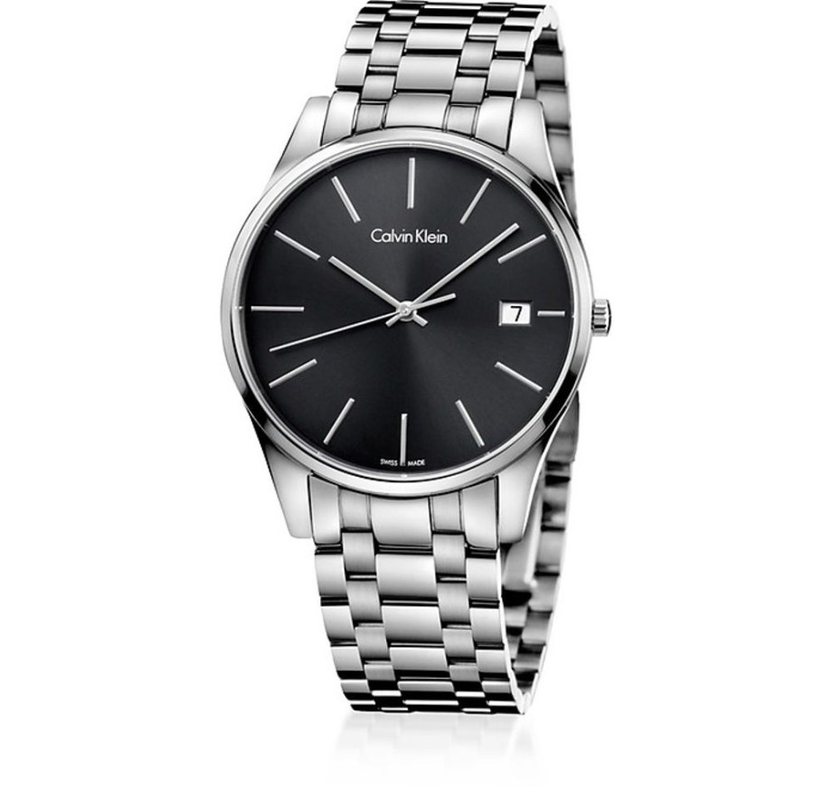 Gioielli Calvin Klein Collection Orologi Uomo | Time Men'S Stainless Steel Quartz Watch W/Black Dial