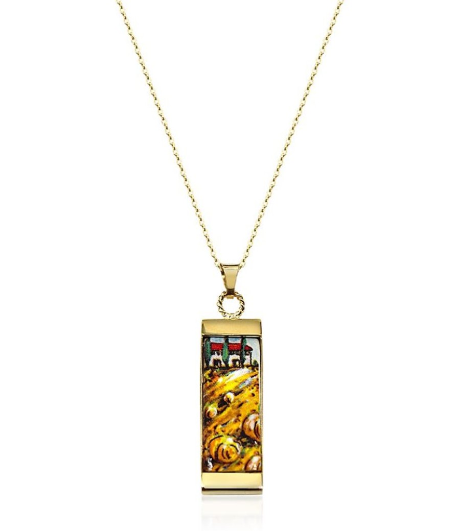 Gioielli Tuscan Jewels Contemporary Jewelry | 18K Gold Plated Sterling Silver Necklace W/4 Cm Ceramic Charm