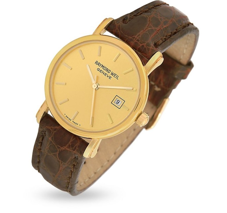 Gioielli Raymond Weil Orologi Donna | Orologio Donna In Oro 18Ct Cinturino In Pelle Stampa Cocco