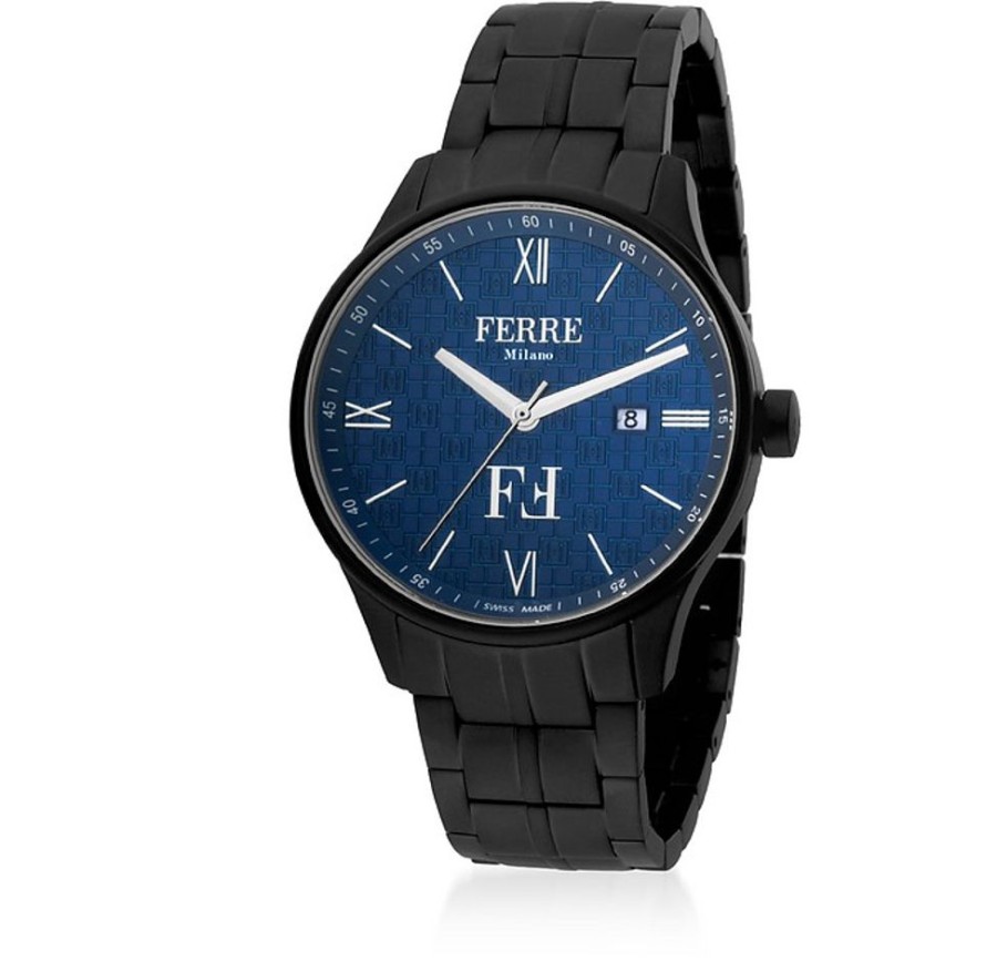 Gioielli Ferre' Milano Orologi Uomo | Blue Dial And Black Stainless Steel Quartz Men'S Watch