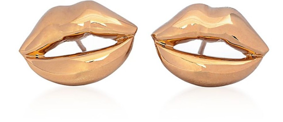 Gioielli Bernard Delettrez Contemporary Jewelry | Tiny Lips Gold Plated Earrings