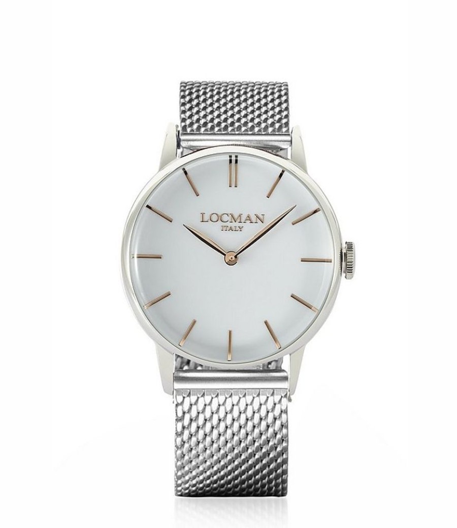 Gioielli Locman Orologi Uomo | 1960 Quartz Stainless Steel White Dial Men'S Watch W/Milano Mesh Strap