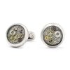 Gioielli Mon Art Gioielli Uomo | Round Brass Cufflinks W/Clock Gears And Glittered Ground