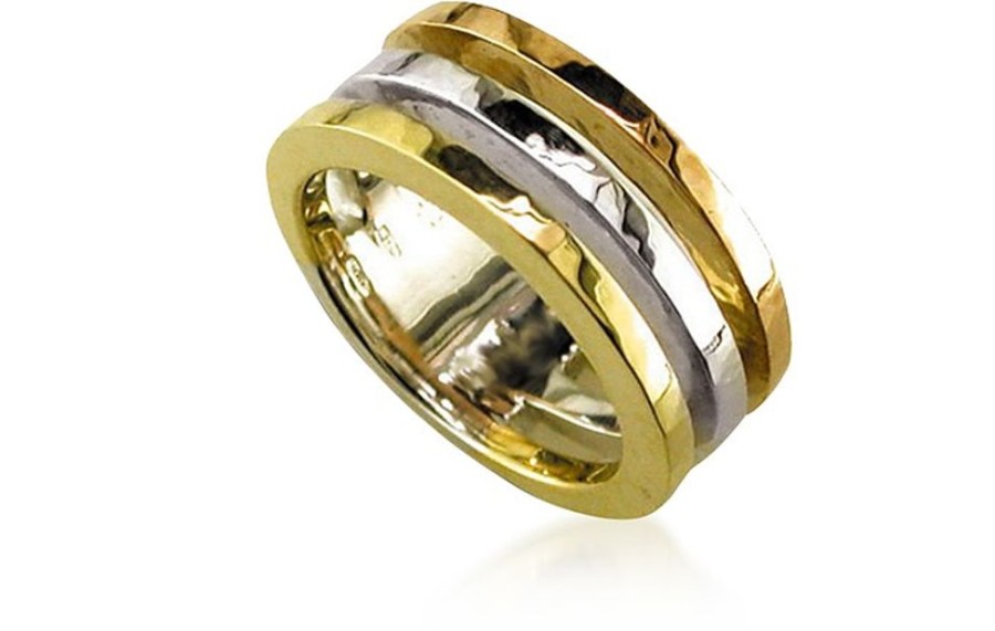 Gioielli Torrini Fine Jewelry | Yellow, Rose Gold And White Chiseled Gold 3 Round Ring