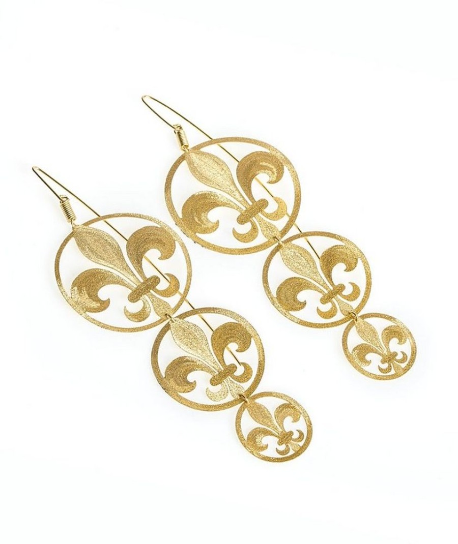 Gioielli Stefano Patriarchi Contemporary Jewelry | Etched Golden Silver 3 Giglio Earrings