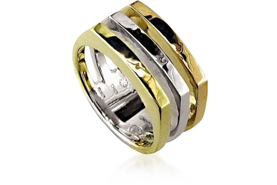 Gioielli Torrini Fine Jewelry | Yellow, Rose Gold And White Chiseled Gold 3Plet Ring