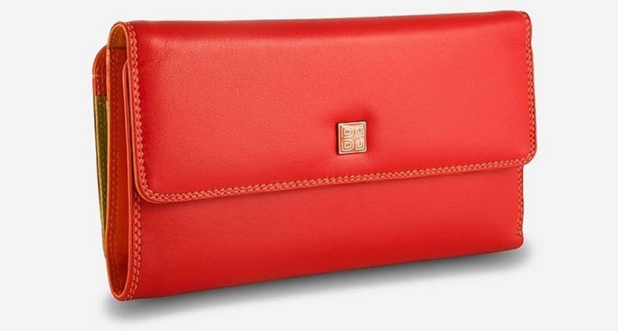 Borse Dudubags Portafogli & Co. | Red Tri-Fold Wallet W/Zip Pocket