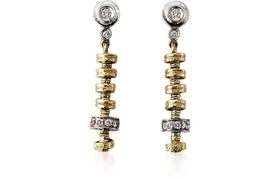 Gioielli Torrini Fine Jewelry | Round Passion Yellow & White Gold Long Earrings