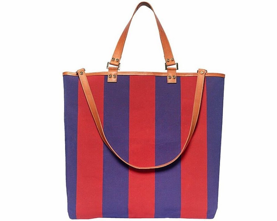 Borse Pier Sicilia Shopping | Salina Medium - Brick Red And Blue Tote Bag