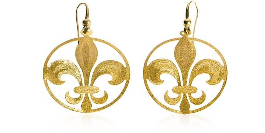 Gioielli Stefano Patriarchi Contemporary Jewelry | Etched Golden Silver Small Giglio Earrings