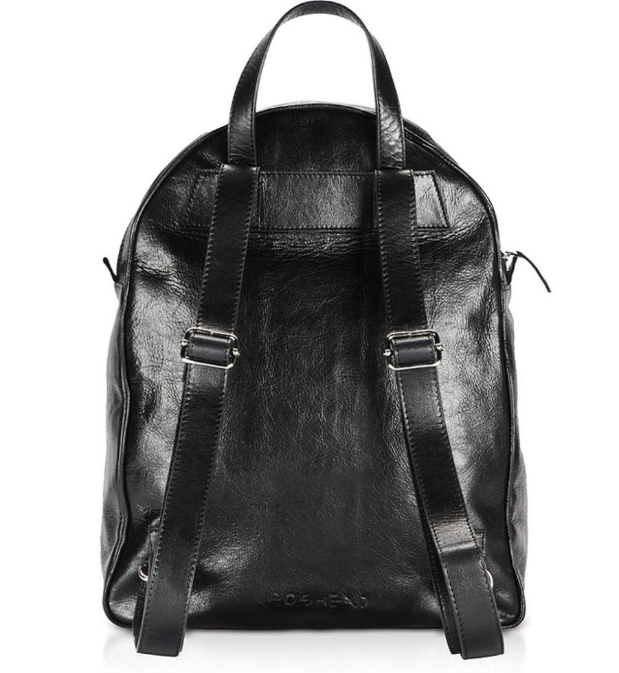 Borse Poshead Zaino | Large Black Leather Poshback Steam Backpack